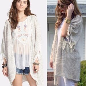 Free People Cream and Gold Lace Top